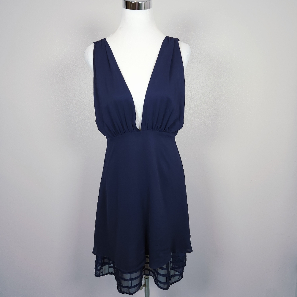 The Coverii Midnight Blue Hudson Deep V Dress Large Party Cocktail